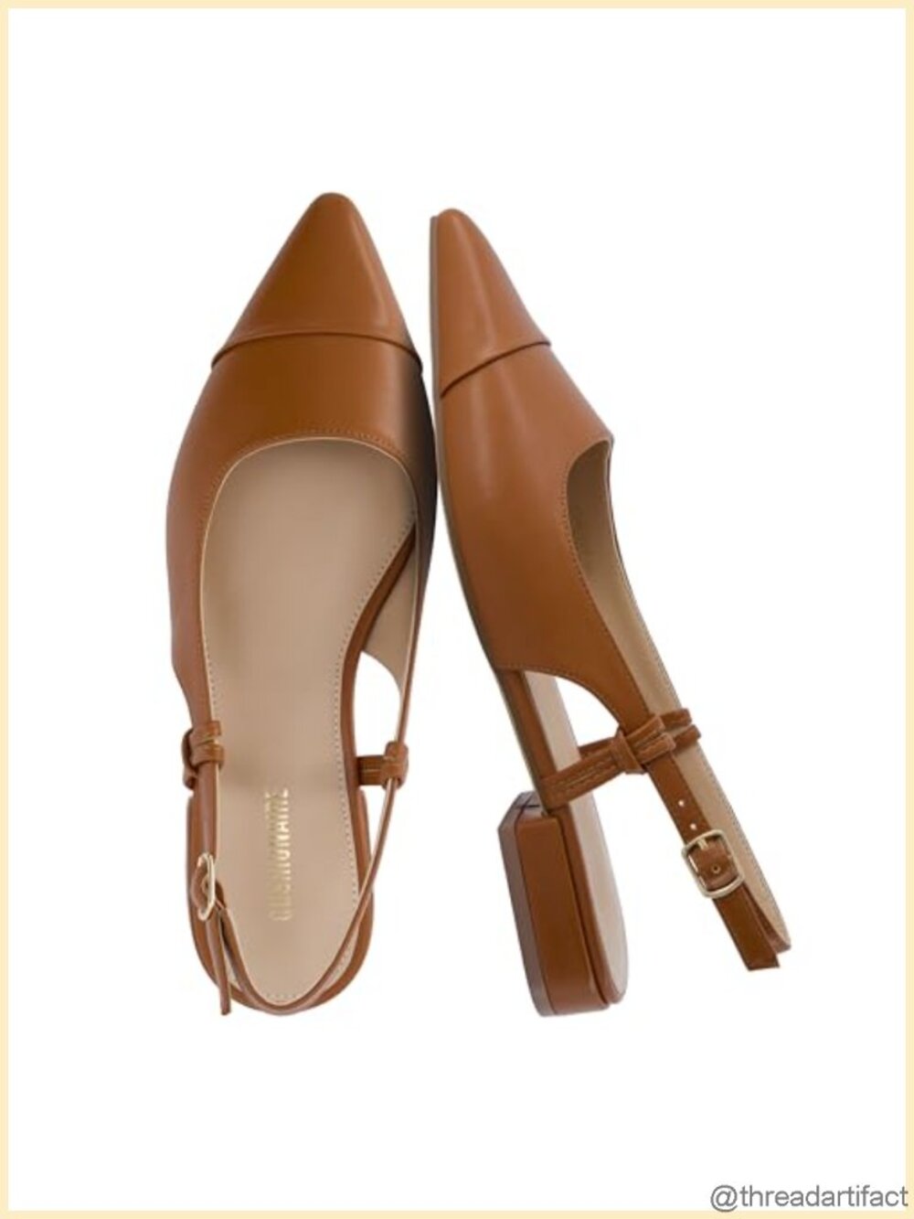 Vegan Leather Pointed Toe Slingback Pump Memory Foam 1 Inch Heel